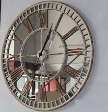 Luxury Mirror Metal Clock Antique White