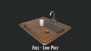 3d model low poly kitchen sink cgtrader