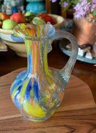 Fluted Bright Glass Pitcher Vase