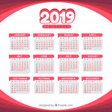 Calendar For 2019 In Flat Design Vector Free Download