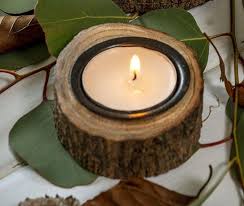 Candle Holder Wood Log Tealight