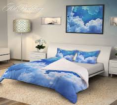 white clouds on a blue sky duvet cover
