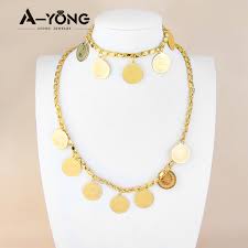 coin jewelry gold plated necklace