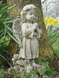 Praying Angel Statue Grey Figurine