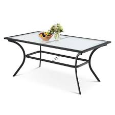 Metal Glass Outdoor Dining Table