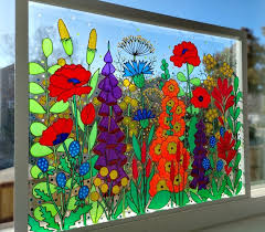 Wild Flowers Glass Painting