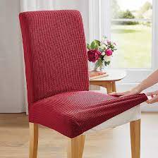 Set Of 2 Stretch Dining Chair Covers Wine
