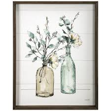 Framed Flower Vases Canvas Wall Art 16x20