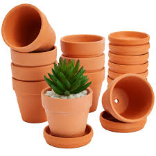9 pack small terracotta pots with