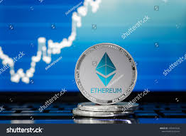 Ethereum Eth Cryptocurrency Silver Ethereum Coin On The