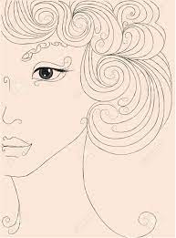 髪の毛の渦巻きを持つ女性のスケッチのイラスト素材・ベクター Image 32497695
