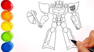 How to draw and color Transformer Optimus Prime - YouTube