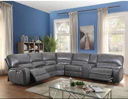 acme saul sectional sofa gray leather
