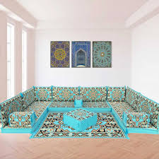 turquoise modular u shaped floor sofa