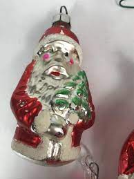 Vintage Santa Ornaments Mercury Glass
