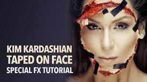 kim kardashian taped on face makeup