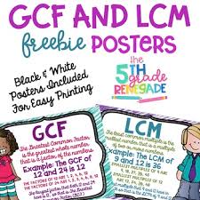 Gcf And Lcm Freebie Anchor Charts In Color And Black White For Easy Printing