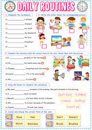 Daily routines worksheet exercise