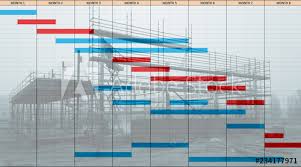 Time Chart Gantt Diagram Over Building Construction Image