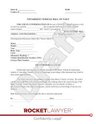 notarized vehicle bill of template