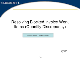 Resolving Blocked Invoice Work Items Quantity Discrepancy Ppt