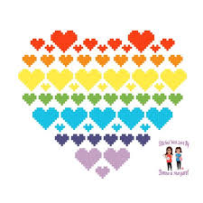 Rainbow Hearts Within A Heart Cross Stitch Chart Pattern Love Pride Bright Cheery Colourful Easy Chart Download Printable Pdf Instant