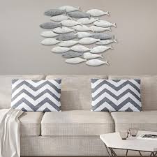 Grey Metal School Of Fish Wall Decor