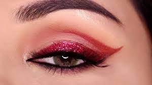 easy red party eye makeup tutorial in