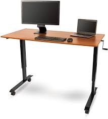 The multitable ® modtable hand crank standing desk. Amazon Com Stand Up Desk Store Crank Adjustable Height Rolling Standing Desk Black Frame Teak Top 60 Wide Furniture Decor
