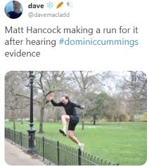 Hancock's comments came after conservative colleague julian knight said football was in a moral vacuum over the issue. Twitter Bursts With Memes As Dominic Cummings Provides Evidence To Mps On Government Covid 19 Effort Daily Mail Online