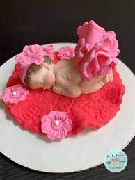 Sweet Pink Sleeping Baby Cake gambar png