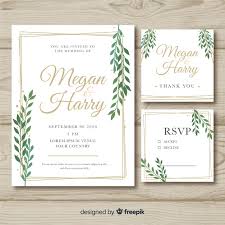Flat Wedding Stationery Template On Wooden Background Vector