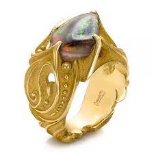 custom men s black opal ring 100574