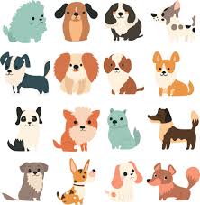 cartoon cute dogs and puppies