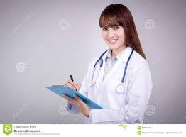 Healthy Concept Young Asian Doctor Writing On Clipboard