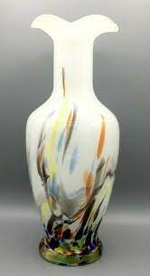 vintage hand blown white glass vase