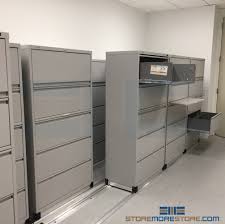 Heavy duty carbon teel file rail can be used in any size metal or wood or file drawer. 2 1 Sliding Lateral Filing Cabinets On Rails 42 Wide File Cabinet File Cabinets On Tracks High Density Files Sliding File Cabinets Space Saver File Cabinets Moving