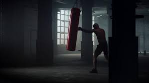 professional boxer punching bag stock