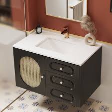 31 Black Floating Bathroom Vanity Set