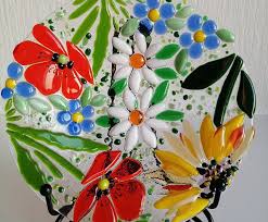Fused Glass Plates With Flowers