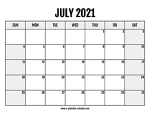 You can delete the background or select any of the 101 free backgrounds available. July 2021 Calendars Printable Calendar 2021