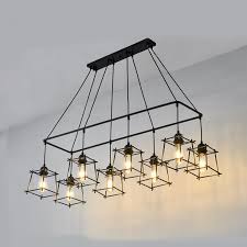 8 Lights Rectangle Pendant Light With