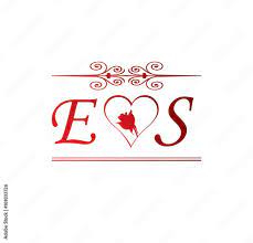 es love initial with red and rose