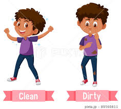 opposite english words clean and dirty