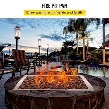 Vevor Drop In Fire Pit Pan 18 In Square Fire Pit Burner 90 K Btu Stainless Steel Gas Fire Pan With 1 Pack Volcanic Rock Silver