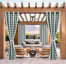 Plaid Outdoor Curtains For Patio