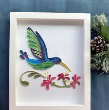 Framed Quilling Hummingbird Wall Bird