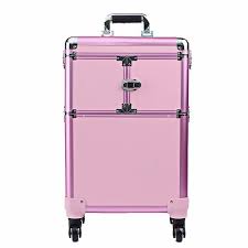 pink trolley aluminium makeup case for