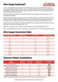wire gauge worksheet redarc electronics