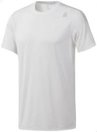 Reebok Workout Tech Slim Fit Crew Neck Mesh Back Logo Print T Shirt For Men White
